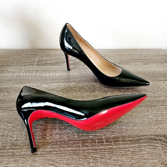 Christian LouBoutin Kate Pumps Patent calf leather Black Size 38 Fits 7-7.5 US - Picture 16 of 16